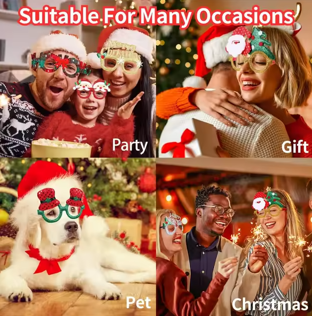 12 Unidades Gafas De Navidad Para Decoración De Fiestas