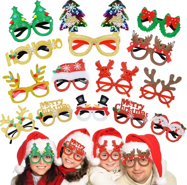 12 Unidades Gafas De Navidad Para Decoración De Fiestas